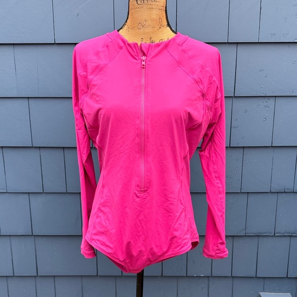 Athleta Other - Athleta Fuchsia Long Sleeve Zip Top one piece pink Swim NWOT